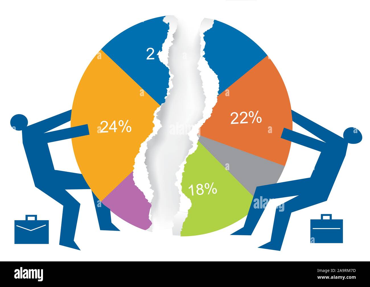 Guerre commerciale, de la part de marché concept. Illustration de deux silhouettes masculines papier d'extraction graphique.Concept symbolisant la lutte pour les parts de marché. Illustration de Vecteur