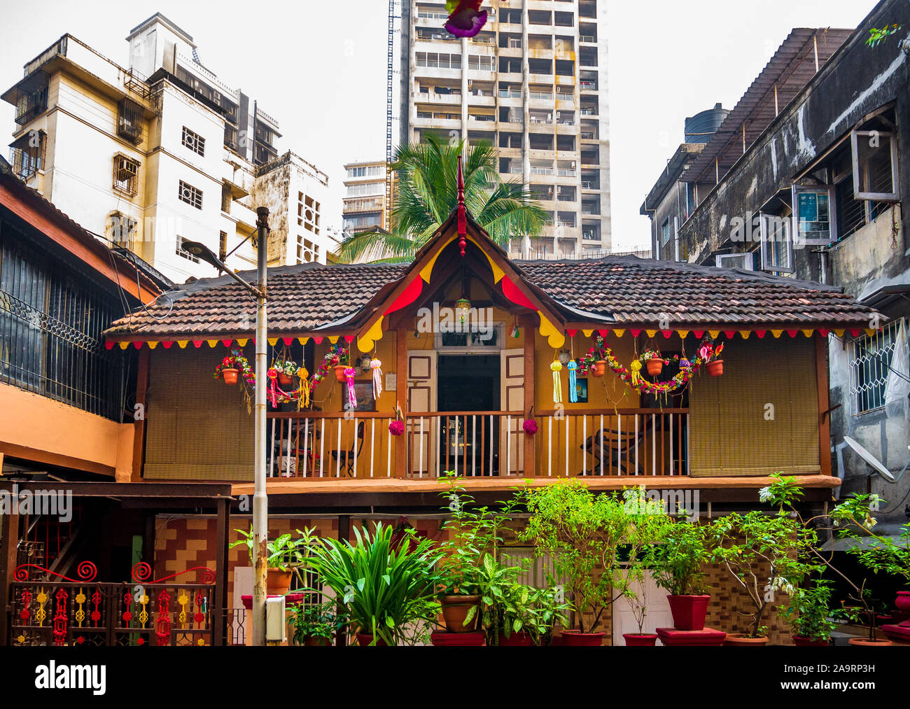 Maison du patrimoine à une ruelle de Khotachiwadi au sud de Mumbai Banque D'Images