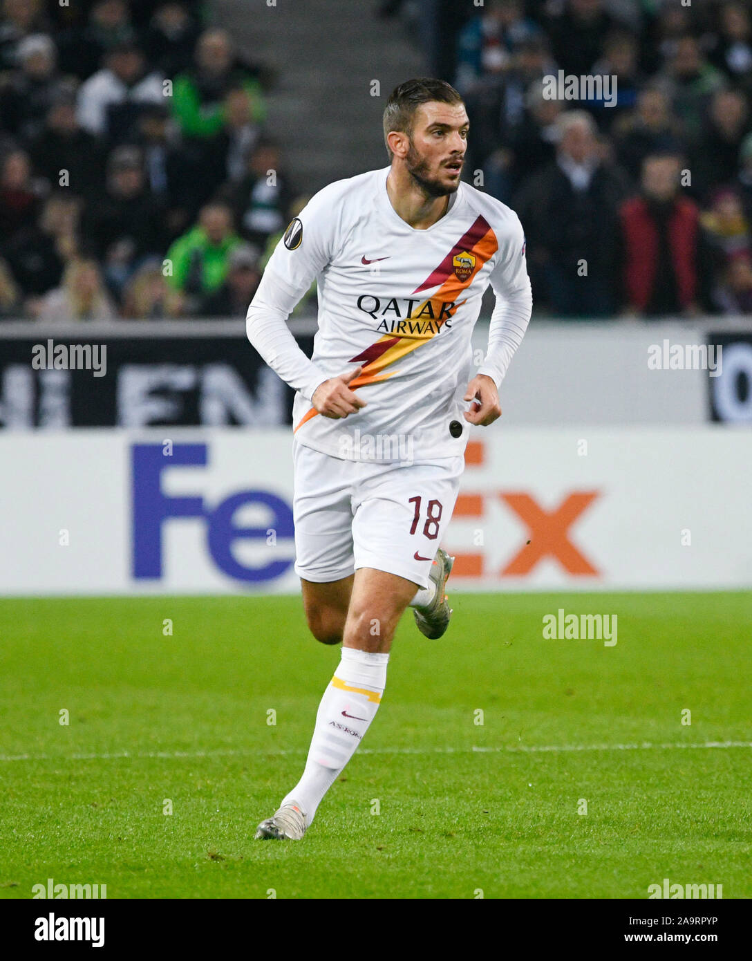 Parc de Borussia Mönchengladbach, 7.11.2019, Football : saison 2019-2020 de la Ligue Europe, journée 4, Borussia Mönchengladbach (MGL) vs comme Rom (ROM) : Davide Santon (ROM) ; Règlement de l'UEFA d'INTERDIRE TOUTE UTILISATION DES PHOTOGRAPHIES COMME DES SÉQUENCES D'IMAGES ET/OU QUASI-vidéo Banque D'Images