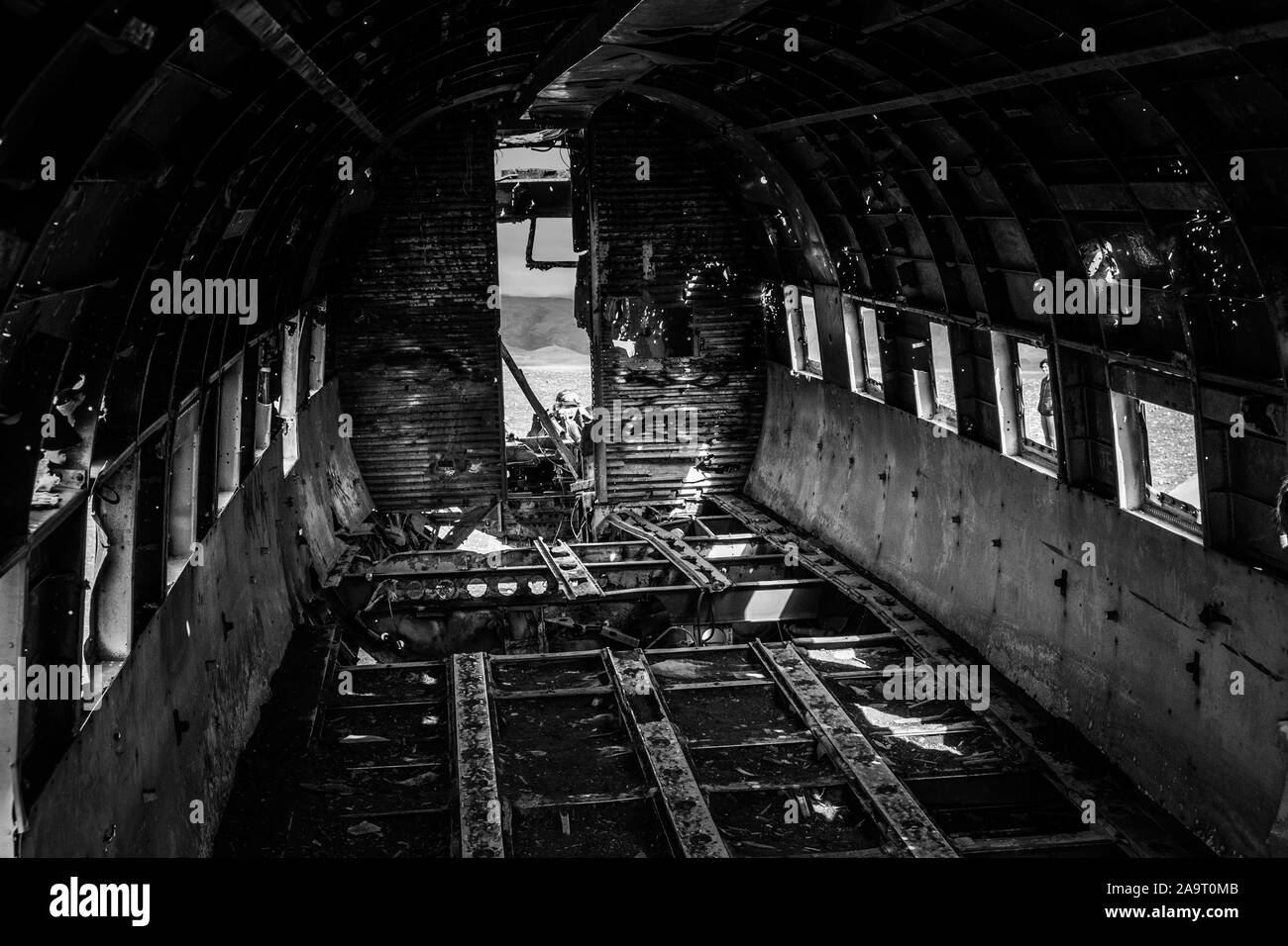 Crash et abandonné l'avion DC-3 en Islande Banque D'Images