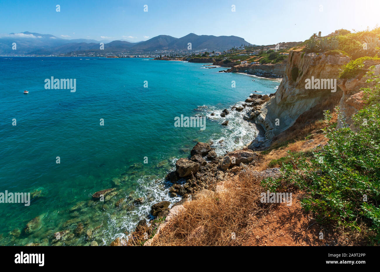 Le littoral en Crète Grèce près de Hersonissos Banque D'Images