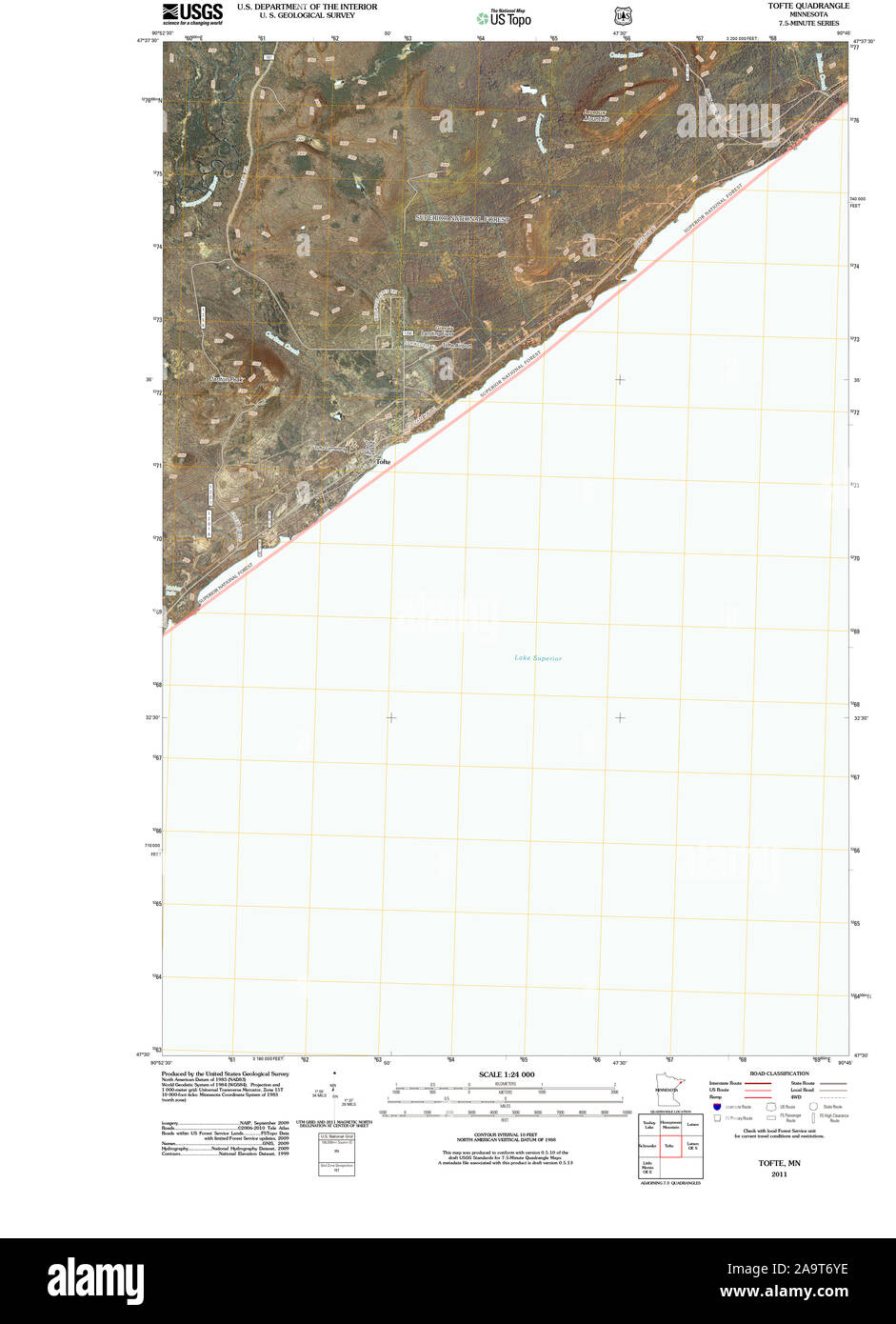 Carte TOPO USGS MInnesota MN Tofte 20110323 Restauration TM Banque D'Images