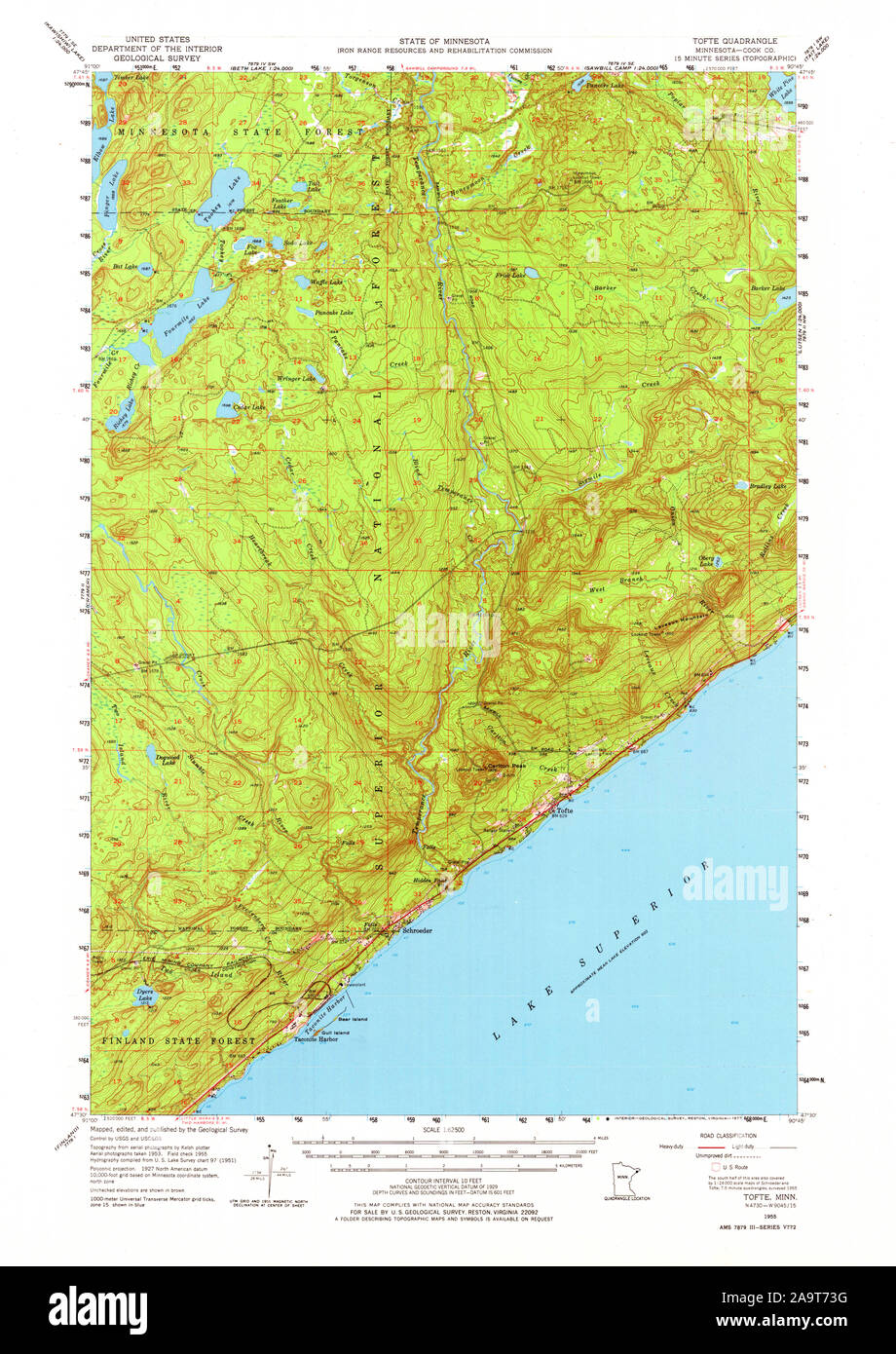 Carte TOPO USGS MInnesota MN Tofte 8053931955 Restauration 62500 Banque D'Images