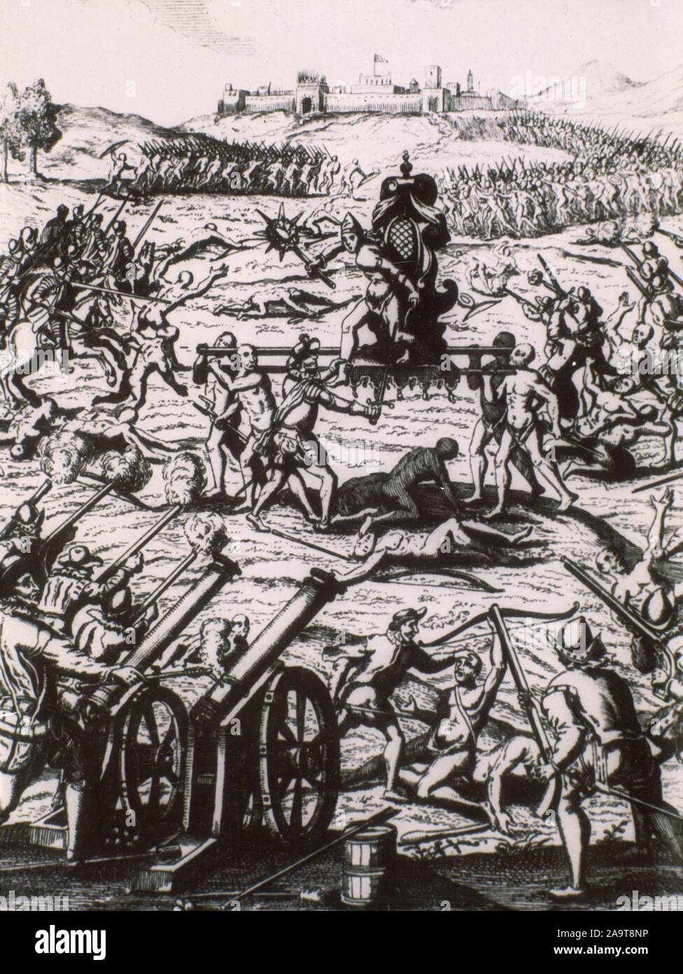 Francisco Pizarro PRENDE AL INCA ATAHUALPA Y SU DESHAZE EXERCITO CERCA DE CAXAMALCA - GRAVURE POR BOUTTATS - siglo XVI. Auteur : HERRERA Y TORDESILLAS ANTONIO. Emplacement : BIBLIOTECA NACIONAL-COLECCION. MADRID. L'ESPAGNE. ATAHUALPA. FRANCISCO PIZARRO. ATHABALIBA. Banque D'Images