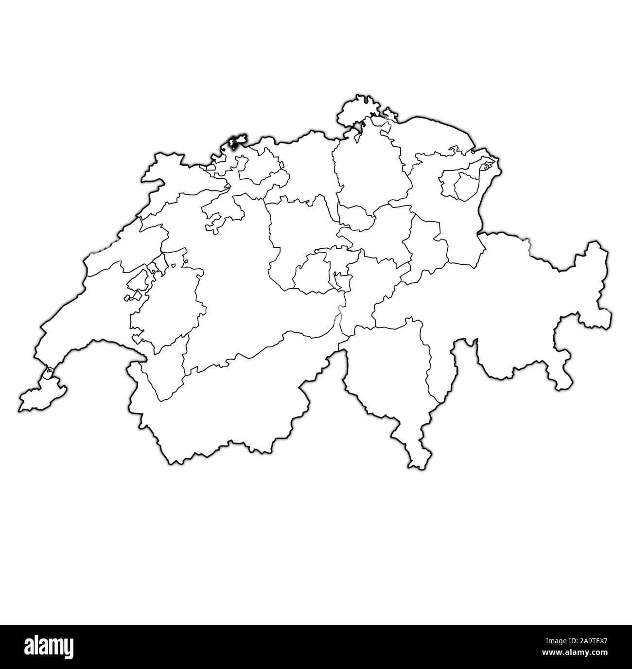 Drapeau et territoire du canton de Bâle-Ville sur la carte des divisions administratives de la Suisse Banque D'Images
