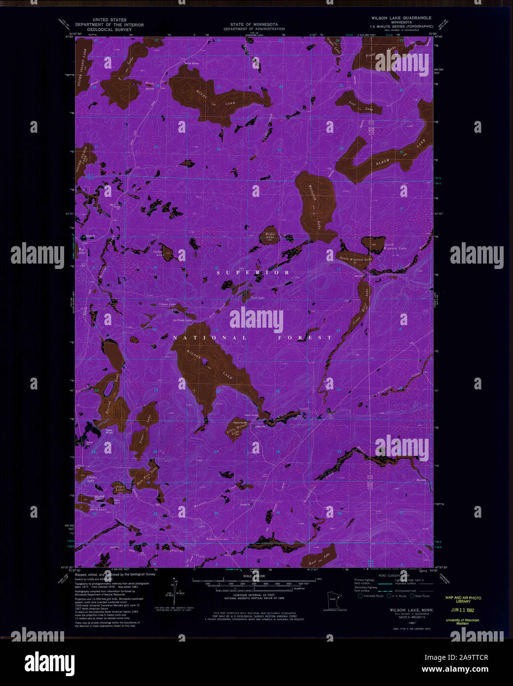 Carte du lac wilson minnesota Banque de photographies et d’images à