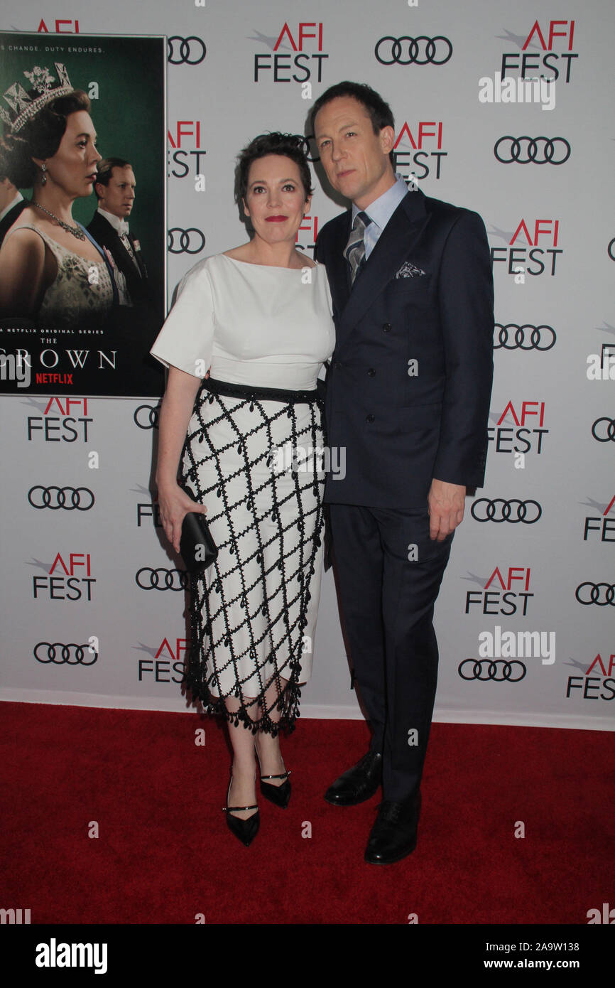 Tobias Menzies, Olivia Colman 11/16/2019 Le festival de projection de gala 2019 "la Couronne" tenue au Théâtre chinois de Grauman à Los Angeles, CA Photo par Izumi Hasegawa/HollywoodNewsWire.co Crédit : Hollywood News Wire Inc./Alamy Live News Banque D'Images
