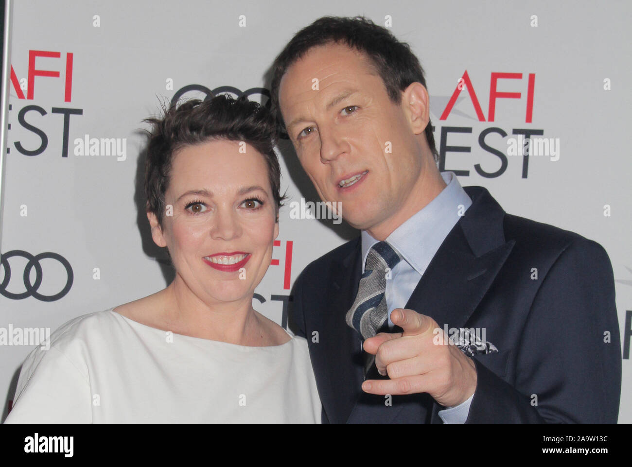 Tobias Menzies, Olivia Colman 11/16/2019 Le festival de projection de gala 2019 "la Couronne" tenue au Théâtre chinois de Grauman à Los Angeles, CA Photo par Izumi Hasegawa/HollywoodNewsWire.co Crédit : Hollywood News Wire Inc./Alamy Live News Banque D'Images