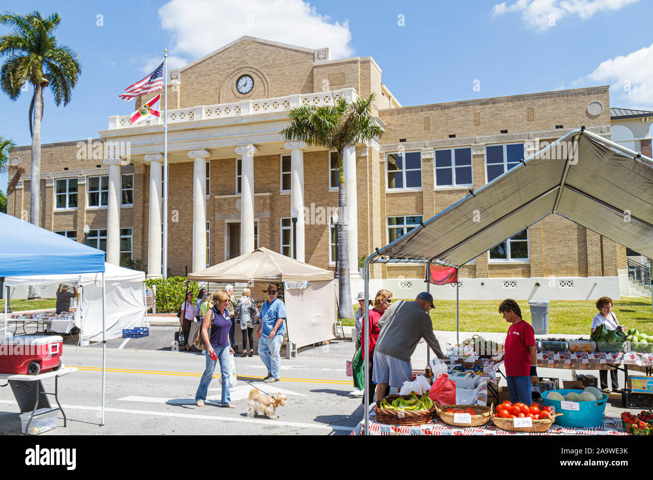 Florida Charlotte County,Punta Gorda,produit,vendeur vendeurs,stall stalles vendeurs de stand marchands marché, acheteur achat vendre,courtho Banque D'Images