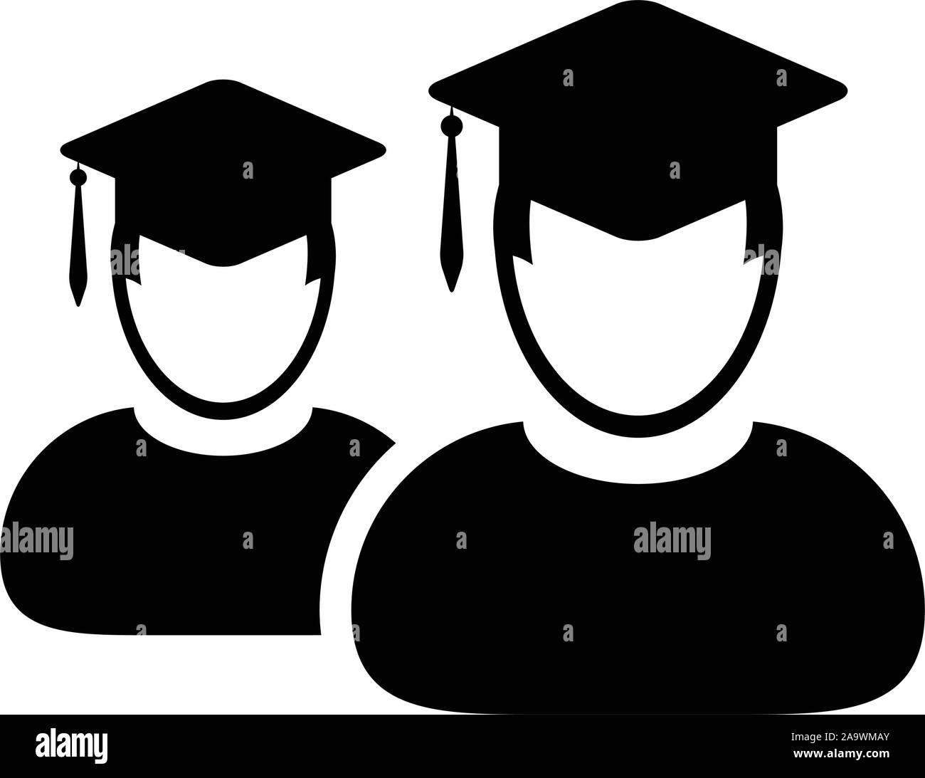 Icône d'étudiant vecteur mâle groupe de personne profil avatar avec le symbole de chapeau de mortier pour l'école, l'université et le diplôme universitaire Illustration de Vecteur