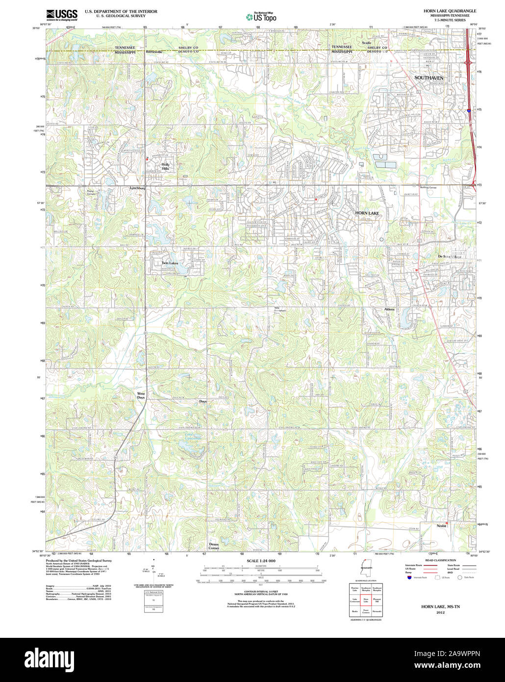 Carte du lac horn, mississippi Banque de photographies et d’images à