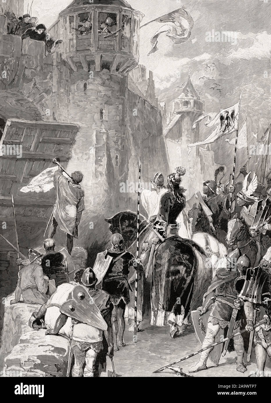 Rupert du Palatinat à la porte de la ville impériale de Aix-la-Chapelle, Allemagne Banque D'Images