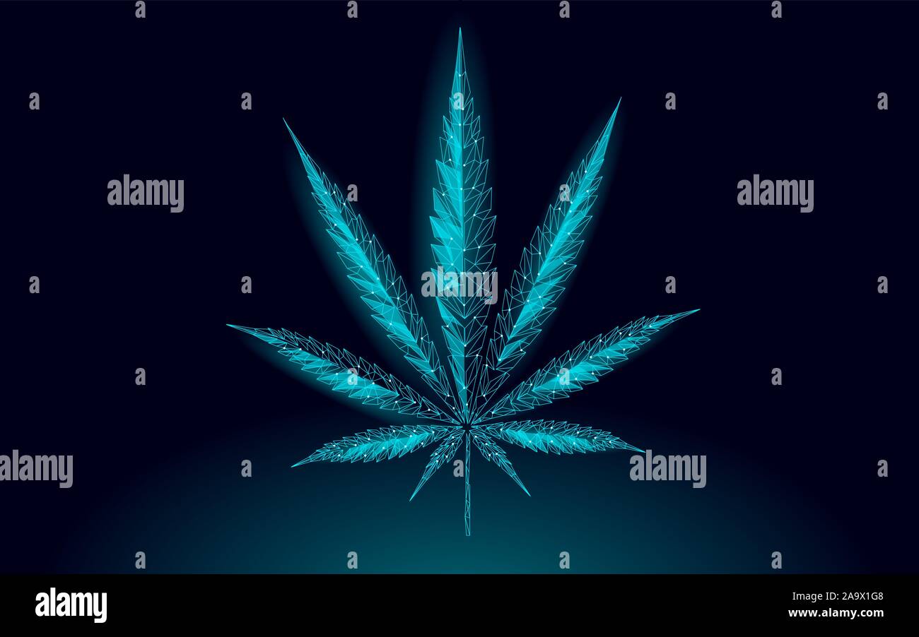 Low poly de marijuana médicale 3D feuille. Légaliser le traitement de la douleur médecine concept. Mauvaises herbes Cannabis médicament objet isolé symbole. Traditionnel de l'état juridique Illustration de Vecteur