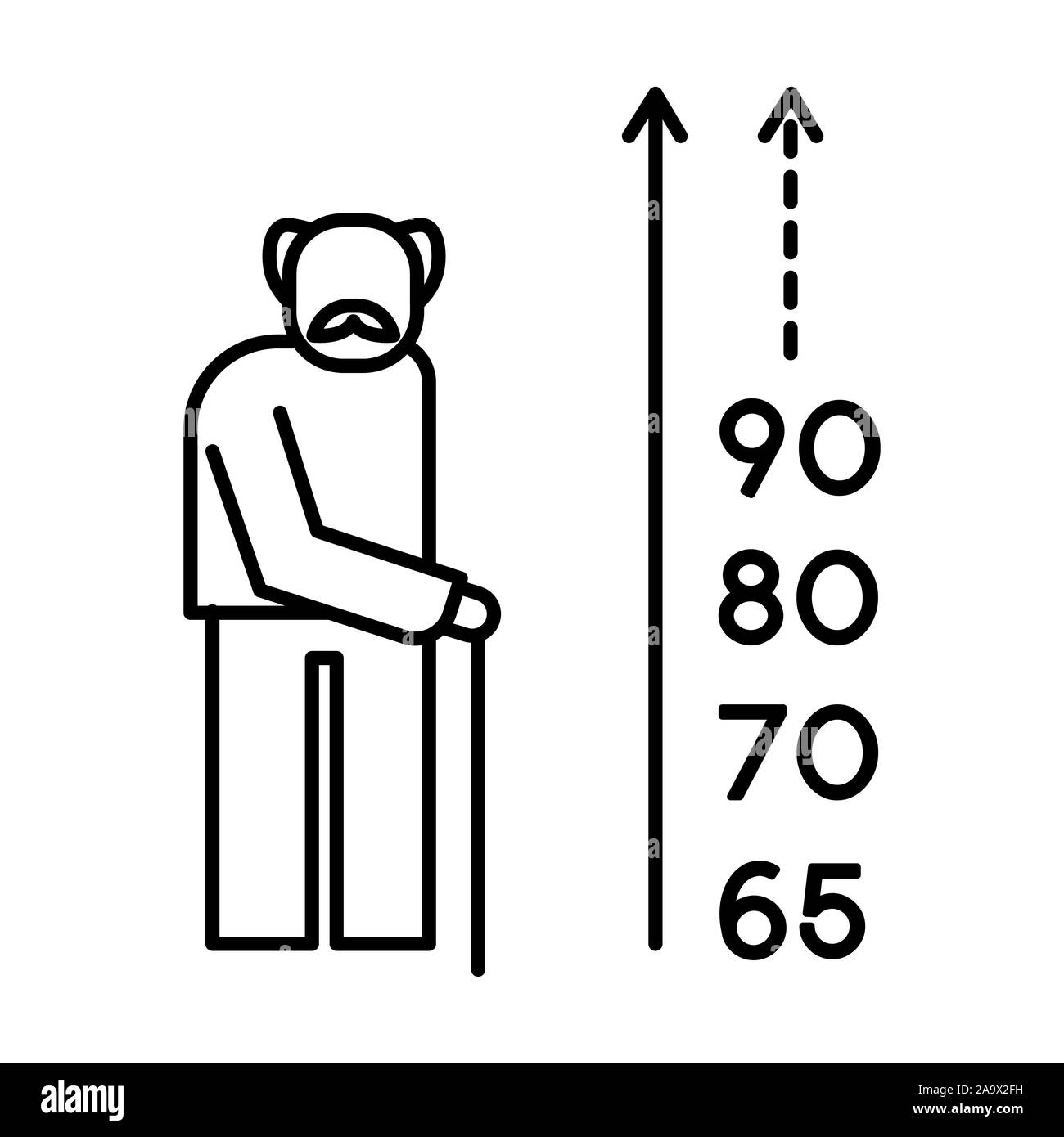 Pension et retraite, les prestations de sécurité sociale, l'âge de la retraite augmenter Illustration de Vecteur