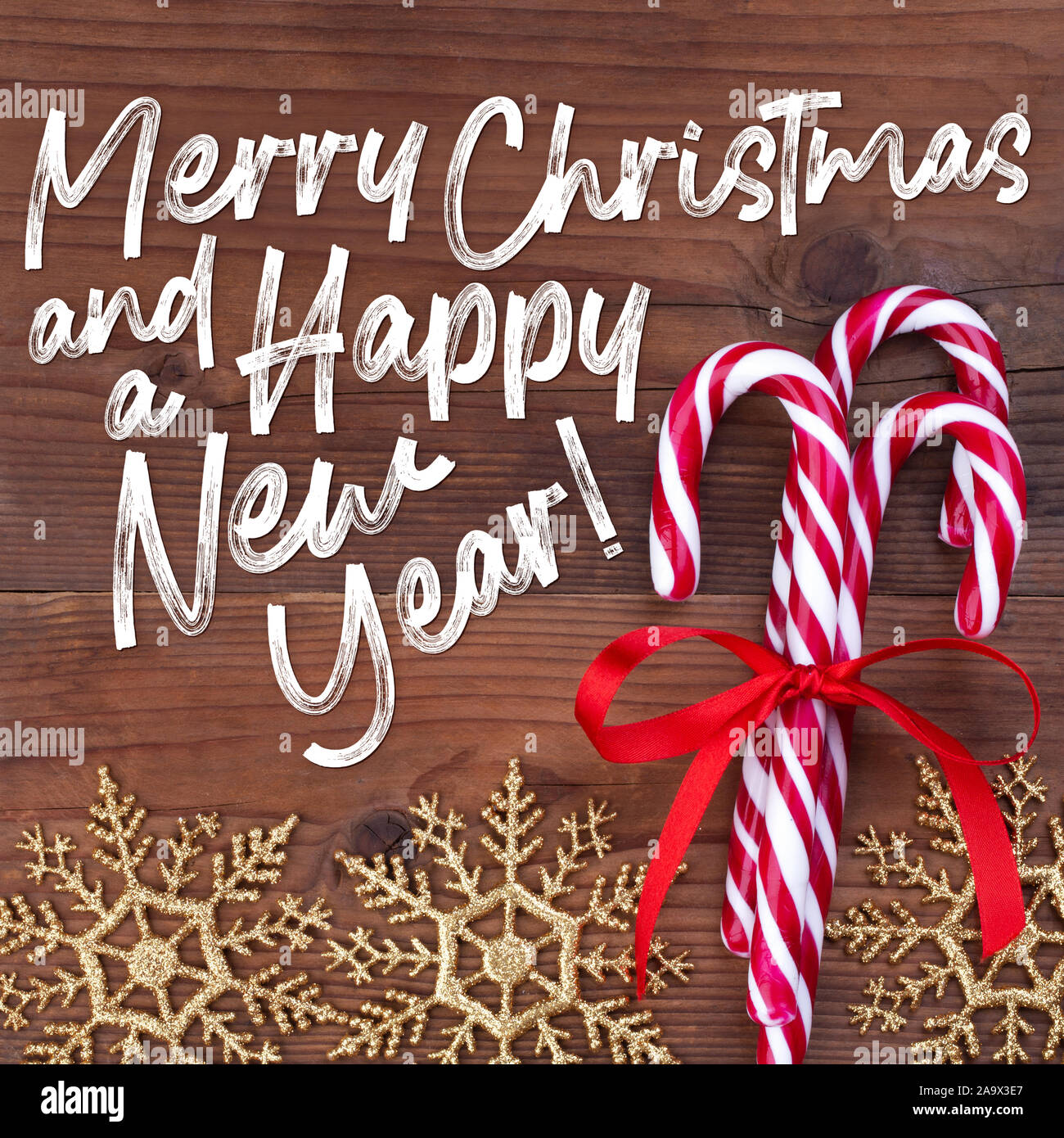 Carte de Noël avec les salutations en anglais "Joyeux Noël et une Bonne Année ! Photo Stock Alamy