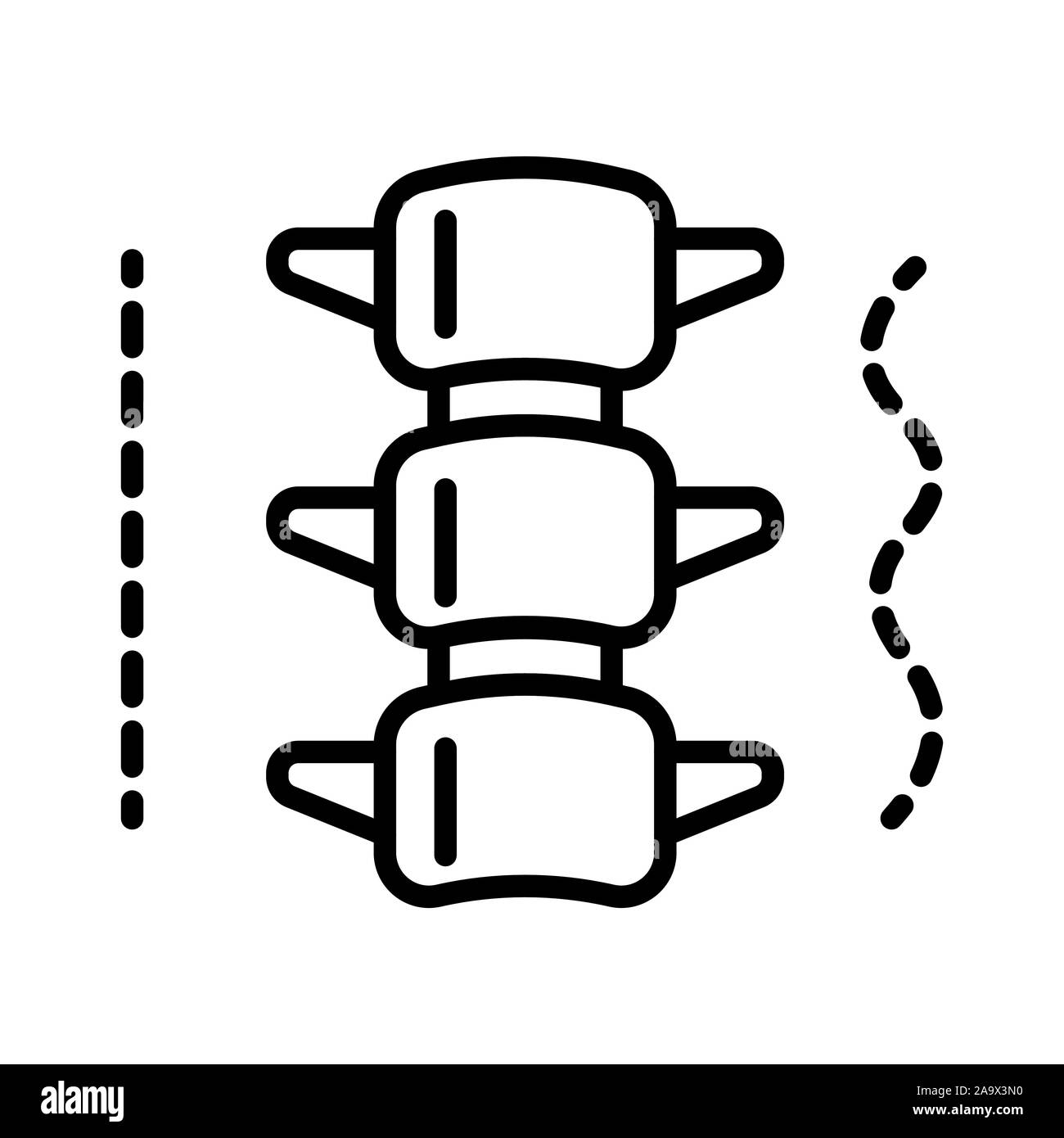 La structure anatomique de la colonne vertébrale ou l'icône de la ligne isolée Illustration de Vecteur