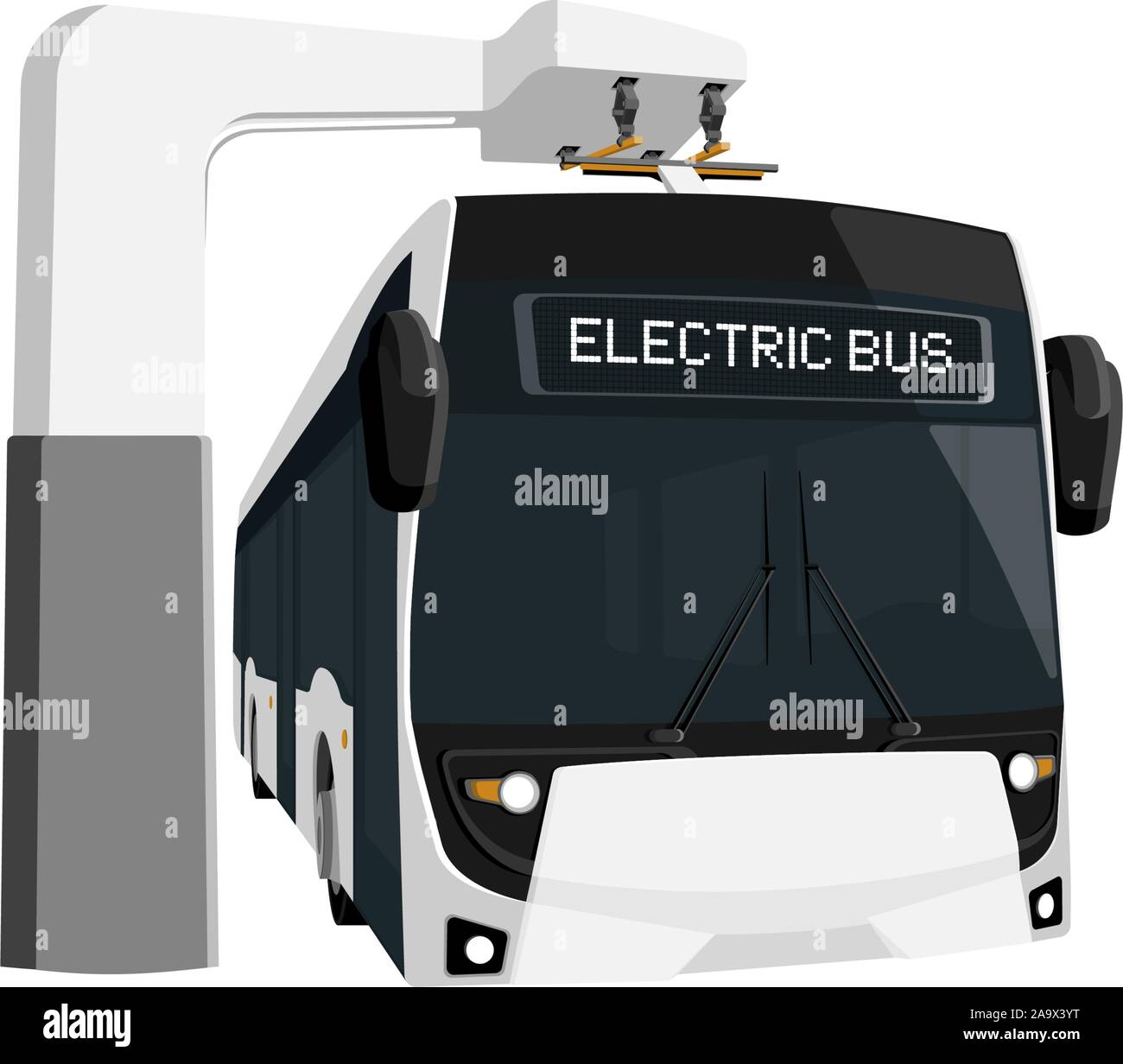 Bus électrique se trouve à la station de charge. Vector illustration Illustration de Vecteur