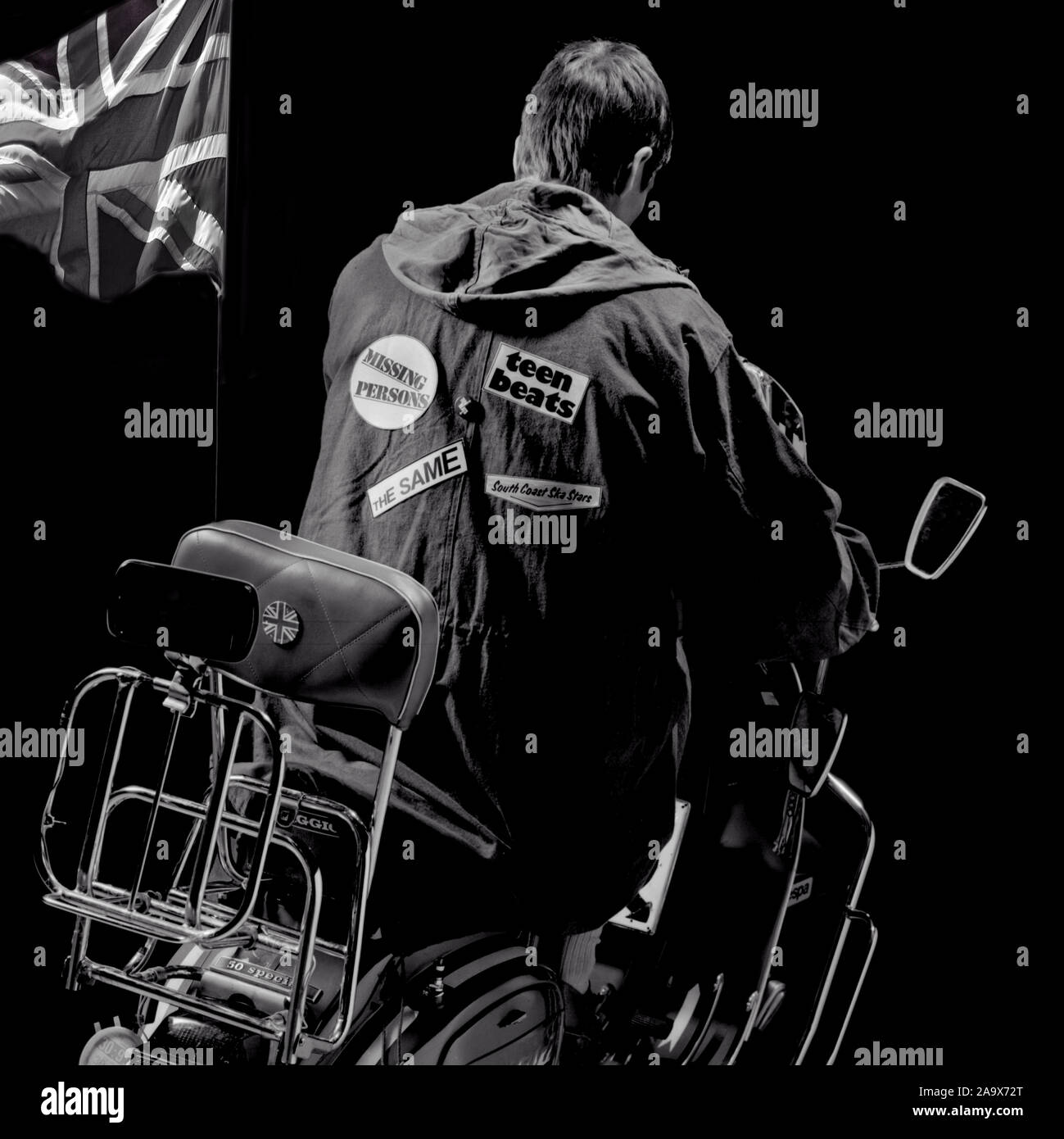 Mod avec sa Vespa scooter 1979 Banque D'Images