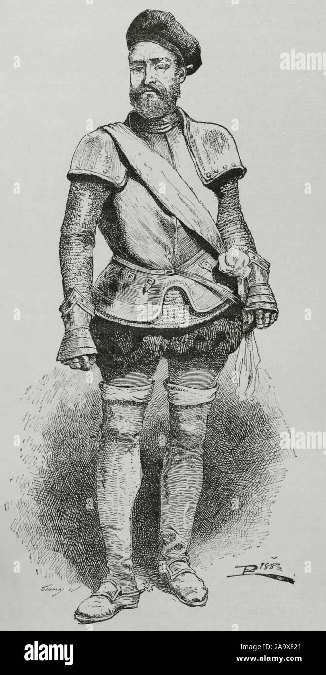 Diego Garcia de Paredes (1466-1534). Soldat espagnol et duelist. La gravure. Museo Militar, 1883. Banque D'Images