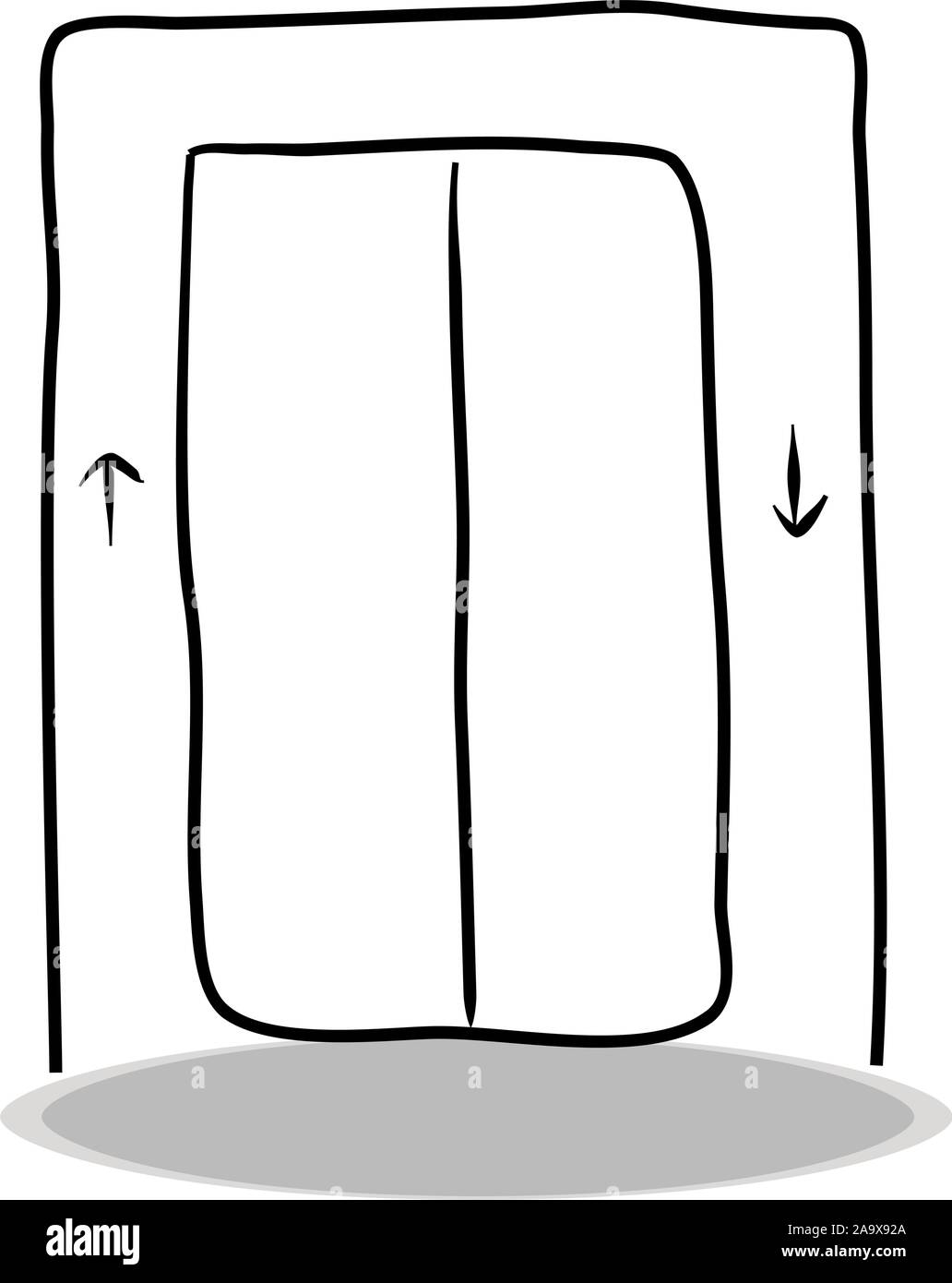 L'icône de l'élévateur sur fond blanc, modèle plat, dessin à la main. Illustration de l'ascenseur, symbole de contour Illustration de Vecteur