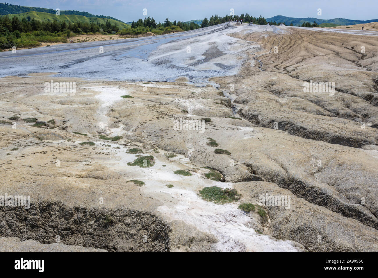 Vue aérienne de Vulcanii Noroiosi Paclele Mari - Berca volcans de boue réservation géologiques et botaniques dans Scortoasa commune, Roumanie Banque D'Images