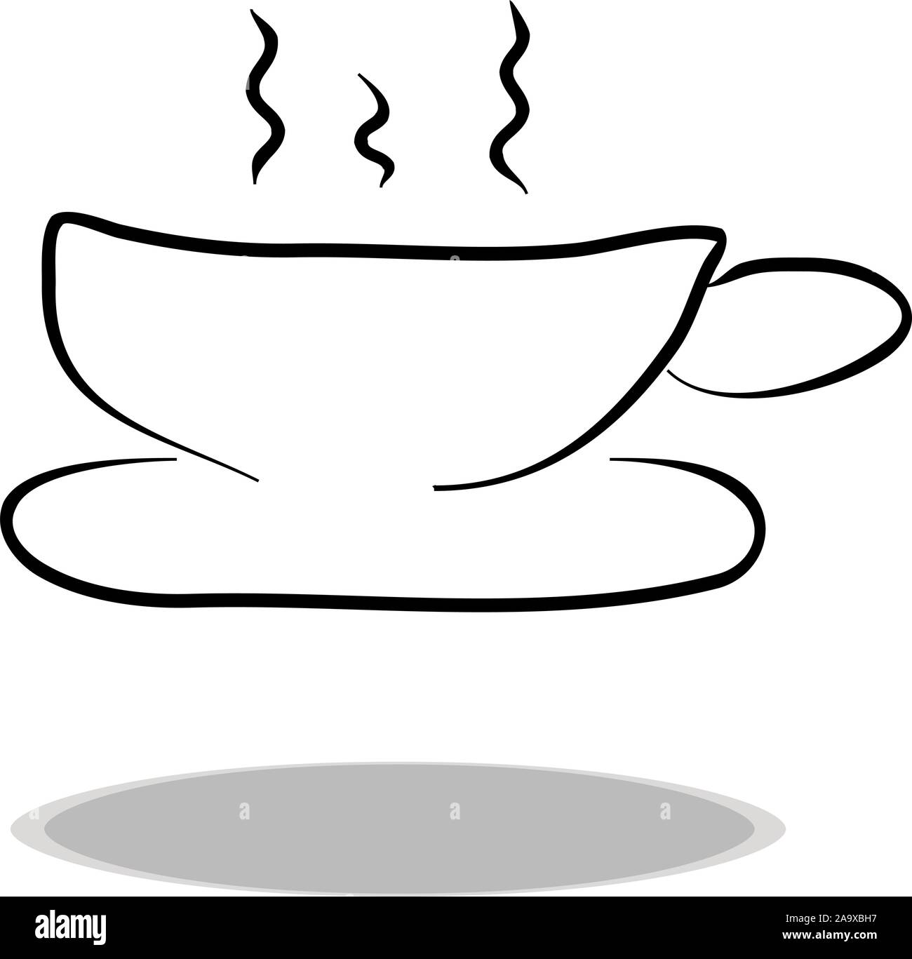 Boisson chaude icône sur fond blanc, modèle plat, dessin à la main. Illustration cup, symbole de contour Illustration de Vecteur