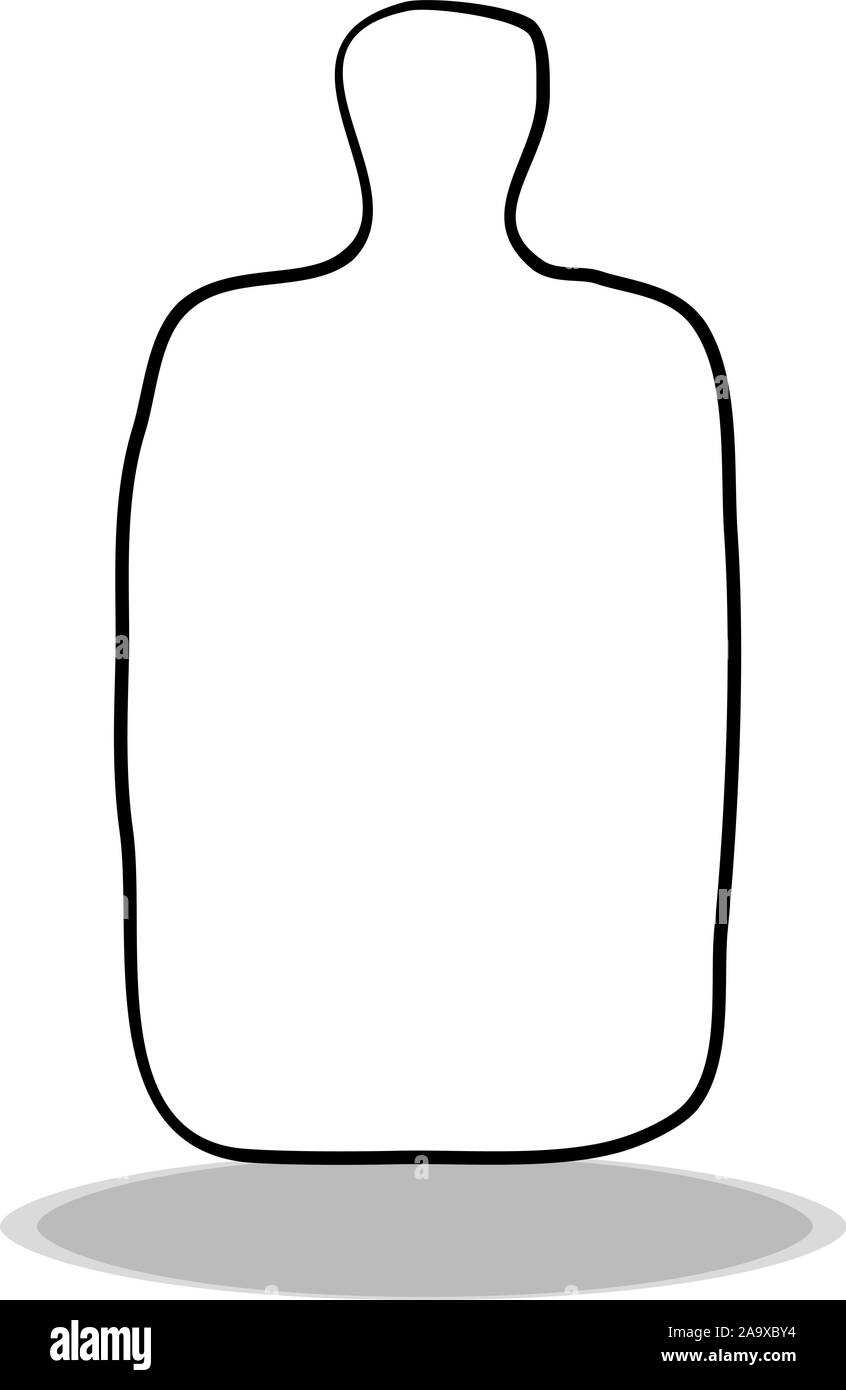 Icône bouteille sur fond blanc, modèle plat, dessin à la main. Illustration de la capacité, symbole de contour Illustration de Vecteur