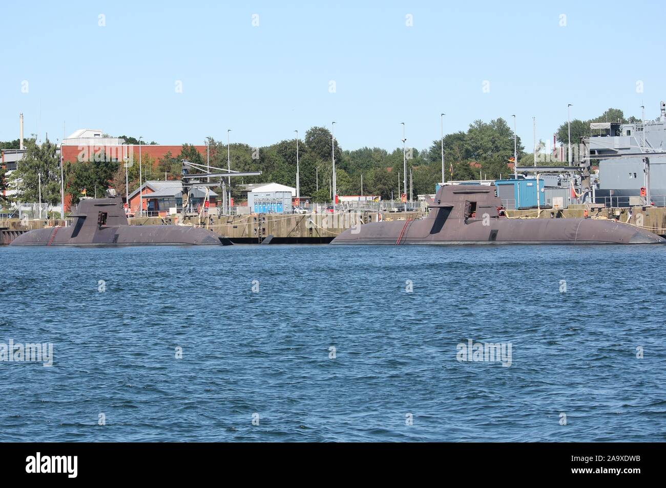 Les sous-marins allemands U36 et U31 amarré à la base navale d'Eckernförde, Allemagne Banque D'Images