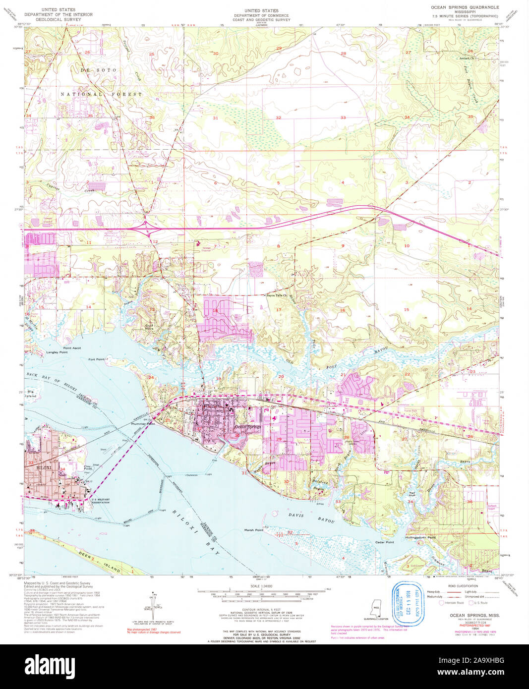 Carte TOPO USGS Mississippi MS Ocean Springs 3362051954 Restauration 24000 Banque D'Images