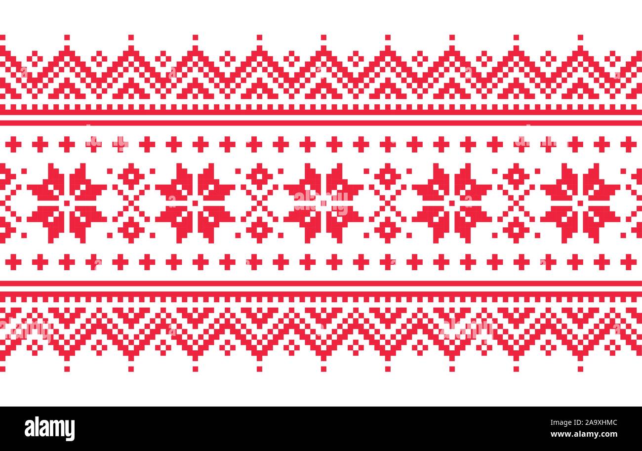 Vecteur de Noël transparente longue motif d'hiver, inspirée par les Samis, Laponie folk art design, tricot et broderie traditionnelle Illustration de Vecteur