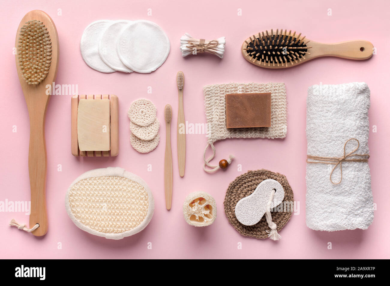 Zéro déchets cosmétiques et accessoires de beauté, de coton réutilisables Banque D'Images