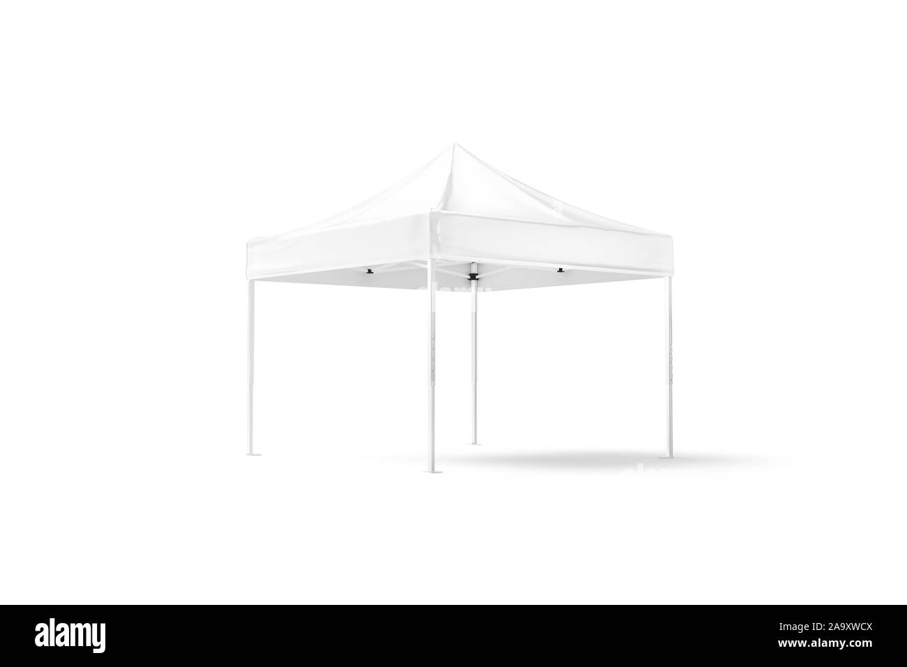 Maquette de tente à baldaquin blanc vierge avec vue à moitié retournée Banque D'Images