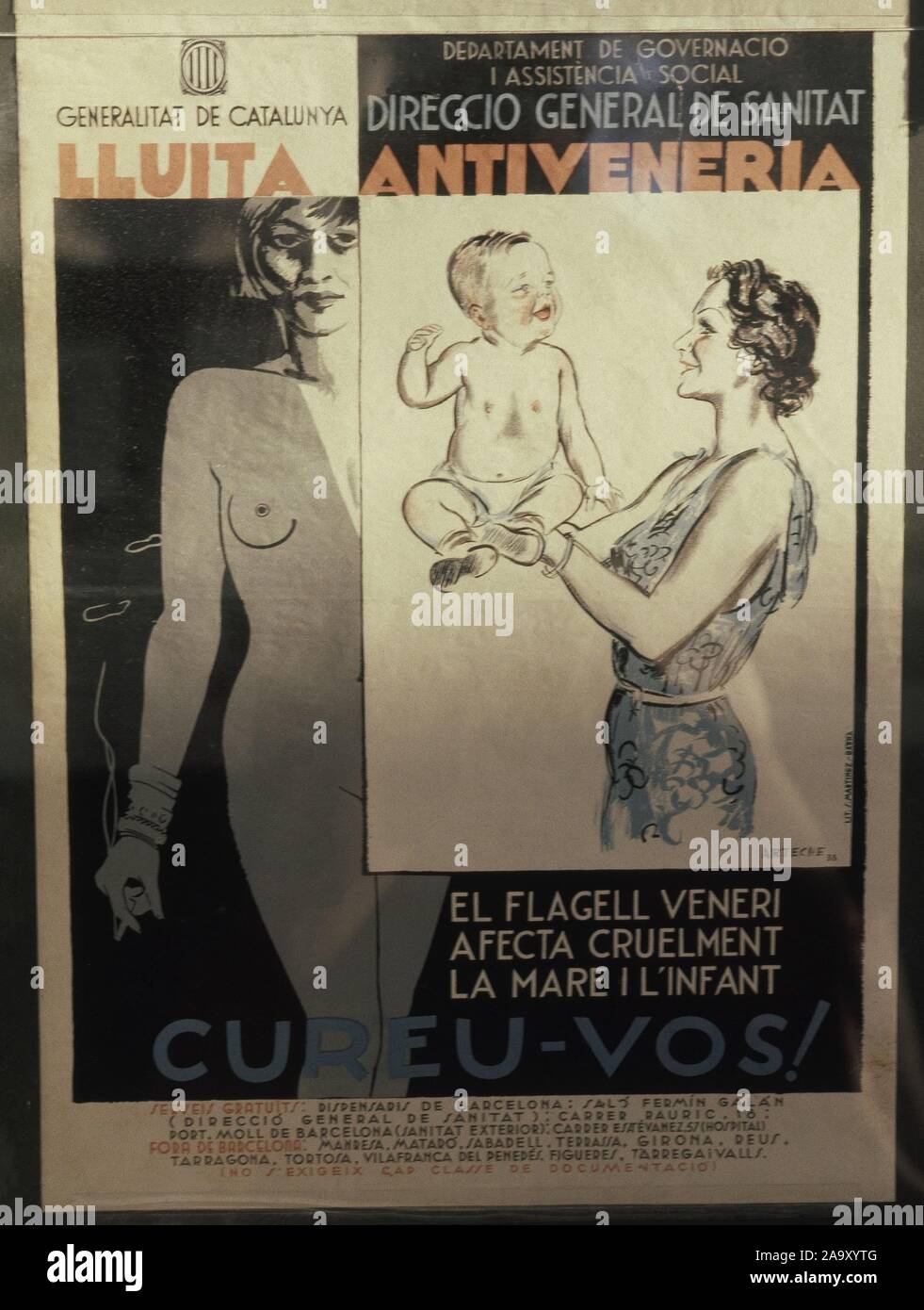 Murale PASQUIN PARA LA EXIGENCIA DE LA GUERRA REALIZADO POR LOS SERVICIOS DE PROPAGANDA DE LA Generalidad de Cataluña. Emplacement : ARCHIVO HISTORICO NACIONAL. Salamanque. L'ESPAGNE. Banque D'Images