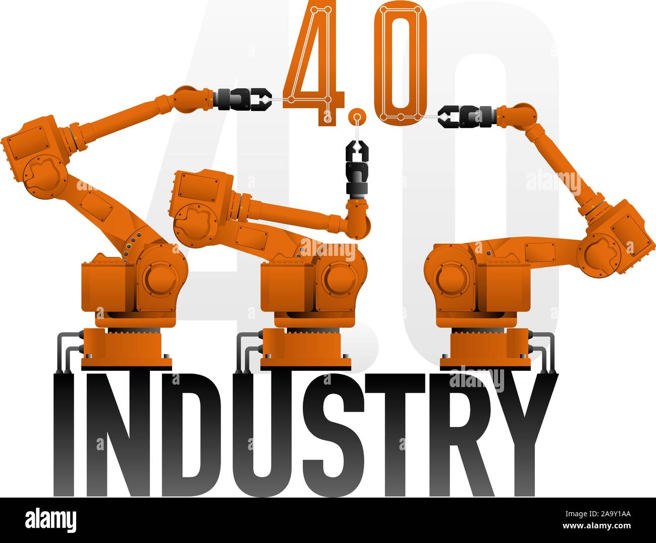 Assembler des robots inscription '4.0'. Smart concept de branche. Vector illustration Illustration de Vecteur