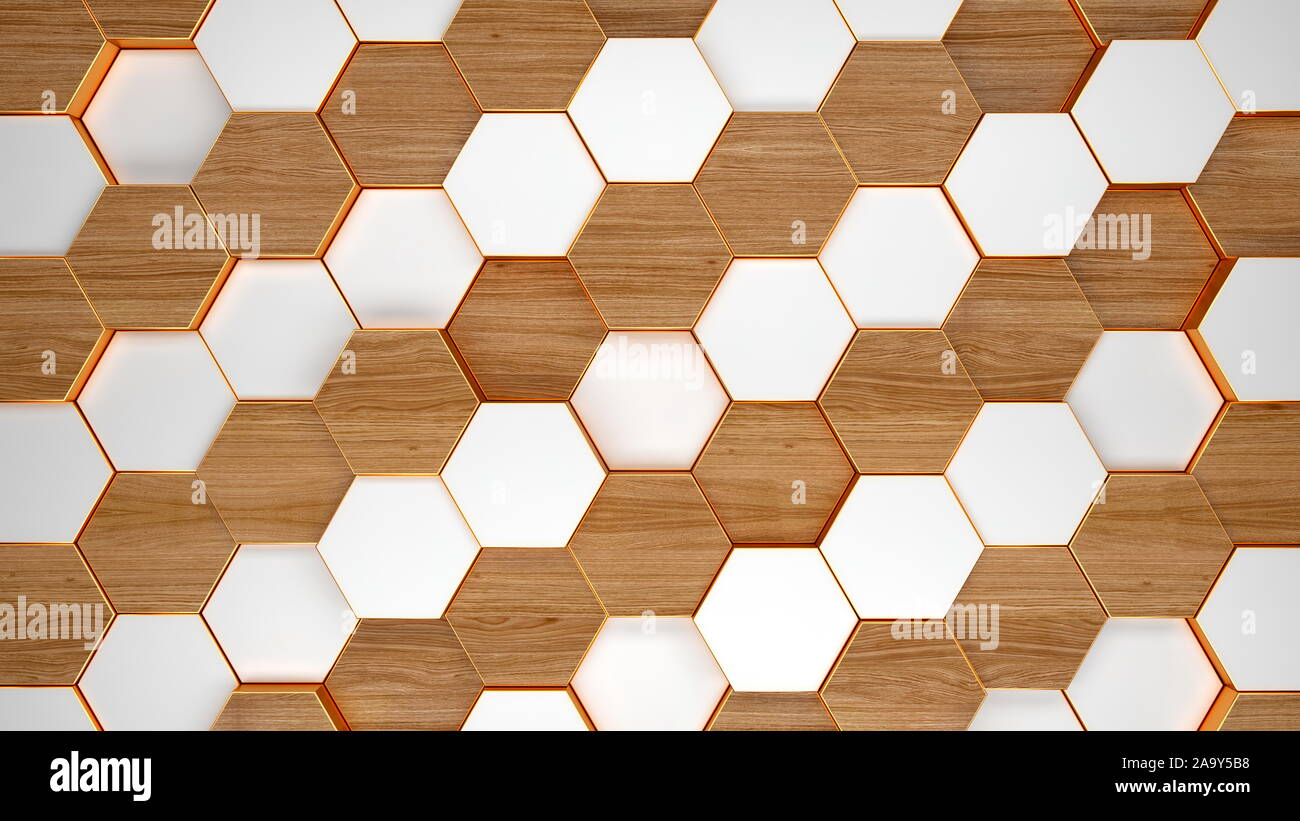Fond texture pattern hexagonal moderne. Abeilles à différents niveaux. Le rendu 3d illustration. Bannière futuristes. Banque D'Images