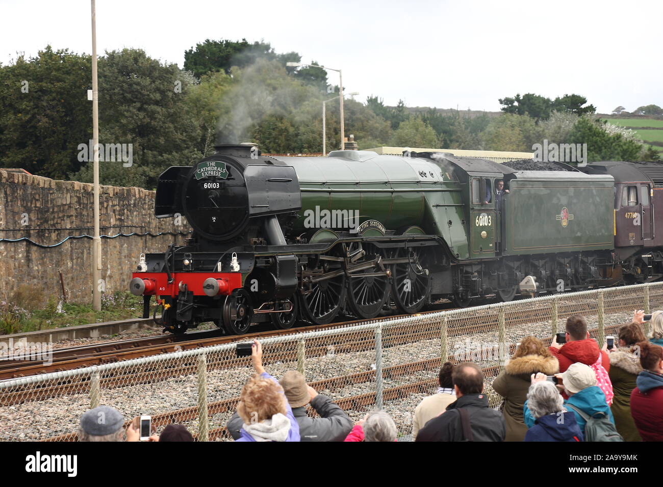 Flying Scotsman arrivant dans Penzance Banque D'Images