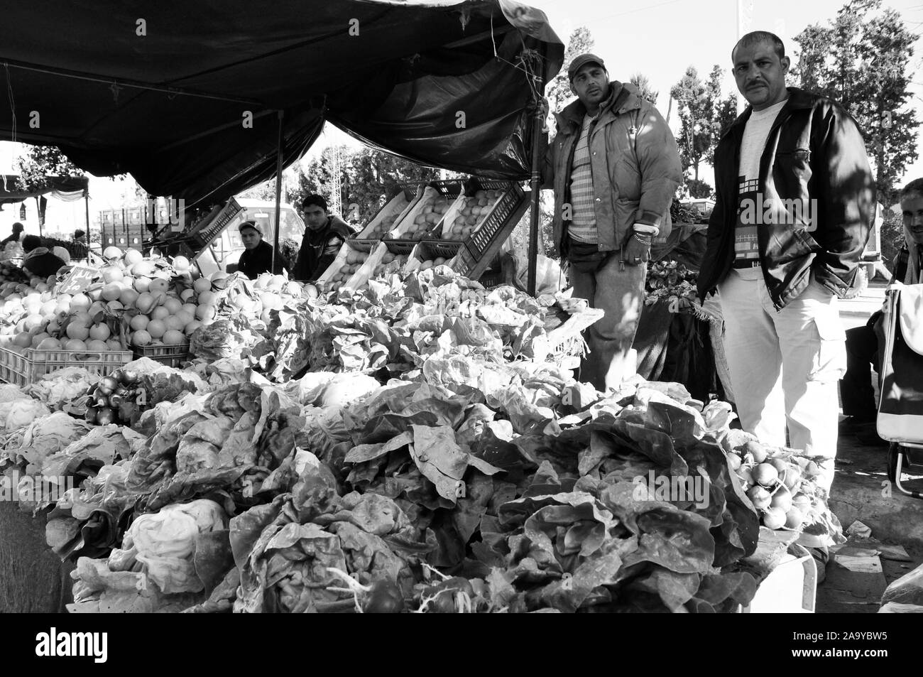 Tunisie : un marché de fruits et légumes à Hammamet Banque D'Images