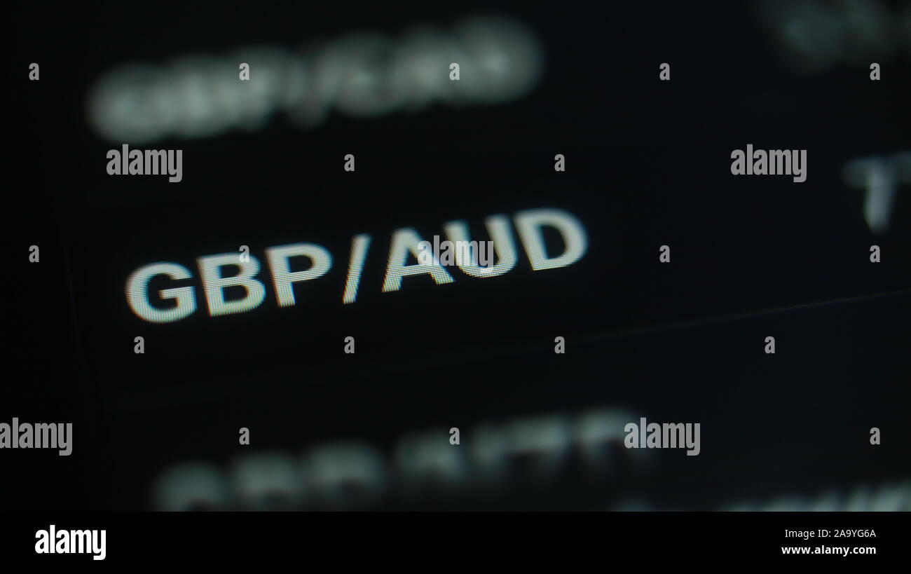 Convertisseur de monnaie - Great Britain pound et Australian dollar (GBP/AUD).  Service de change sur l'écran d'ordinateur Photo Stock - Alamy