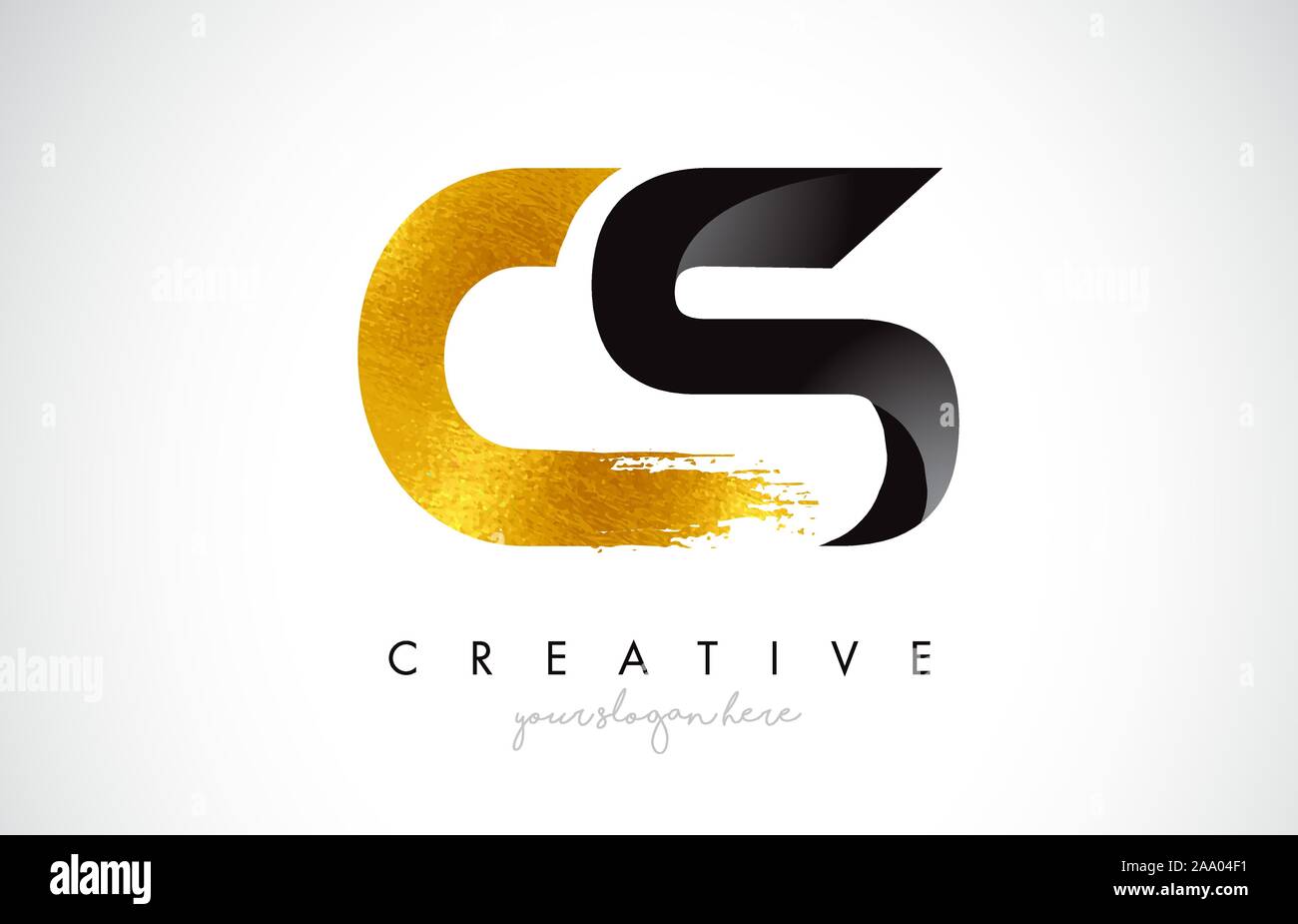 Lettre CS avec design moderne et coup de pinceau 3D Illustration vectorielle. Illustration de Vecteur