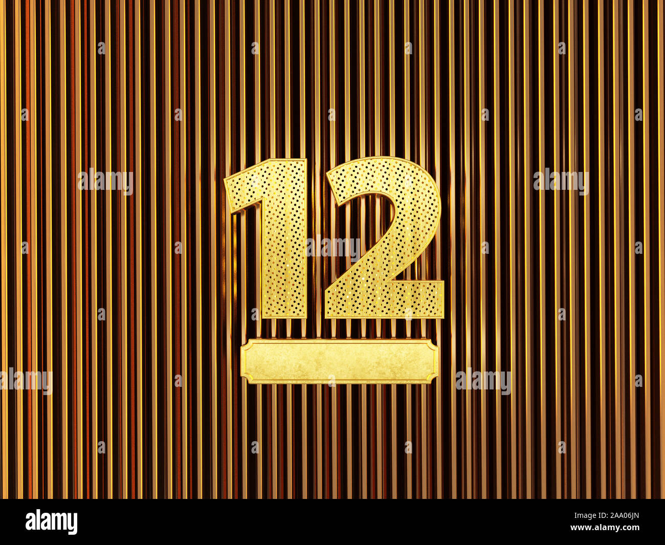 Numéro 12 (numéro douze) perforé de petits trous sur le fond métallique. 3D illustration Banque D'Images