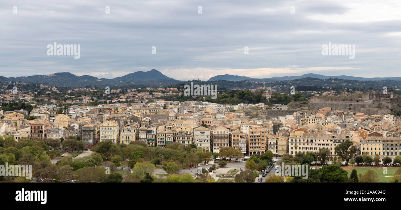 Panorama de la vieille ville de Corfou, Corfou, Grèce Banque D'Images
