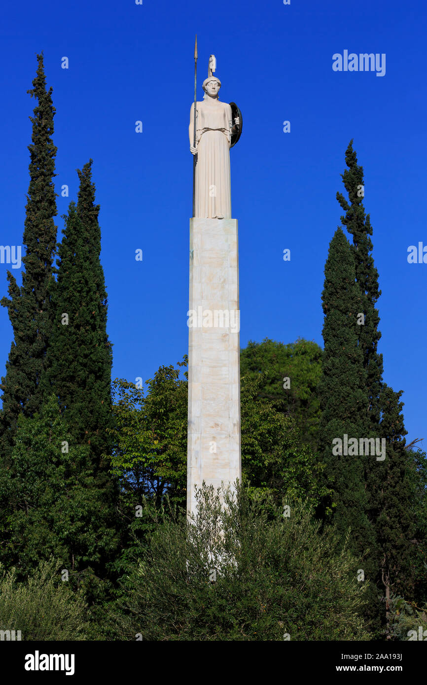 Monument à Athena Parthenos (Pallas Athena) à Athènes, Grèce Banque D'Images