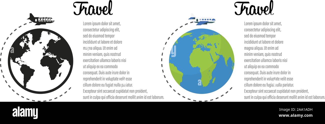 Tourisme site concept. Voyages, grande conception pour tout usage. Travel concept arrière-plan. Planète terre modèle de conception de scénario. Mode avion. D'infographie Illustration de Vecteur