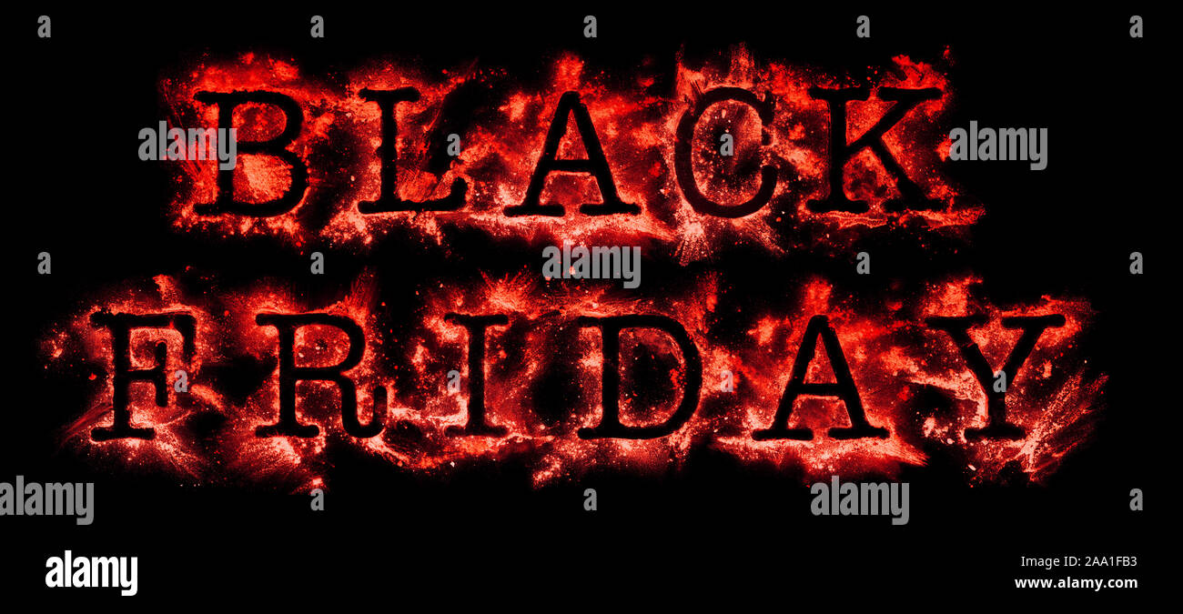 Le vendredi noir Vente en texte rouge lumineux Banque D'Images