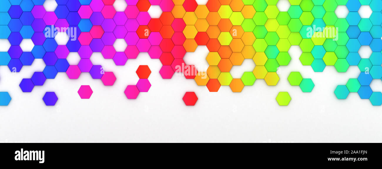 Résumé et colorées mosaïque hexagonale ou fond d'arrière-plan - 3D render Banque D'Images