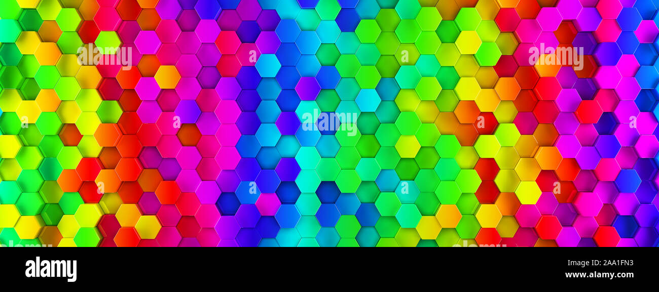 Résumé et colorées mosaïque hexagonale ou fond d'arrière-plan - 3D render Banque D'Images