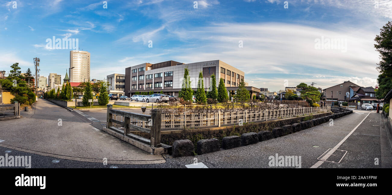 Vue panoramique sur l'Église Seirei hôpital dans la ville de Kanazawa, Japon Banque D'Images