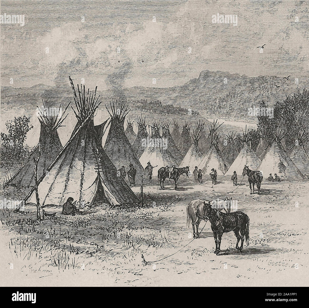 Village indien, vers 1880 Banque D'Images