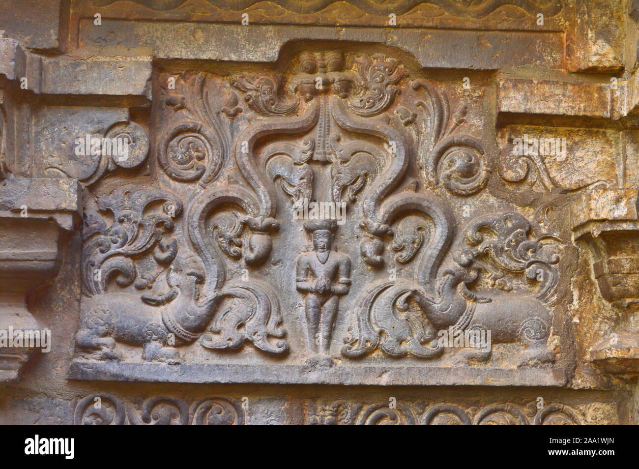 Sculpture sculpté sur le mur d'Kopeshwar Khidrapur, Temple, Maharashtra, Inde Banque D'Images