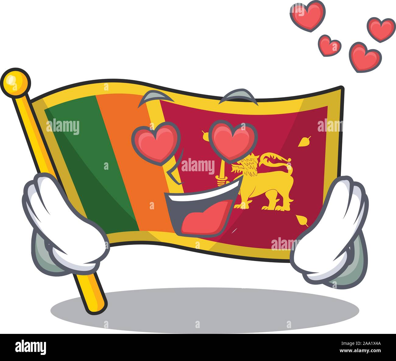 Caricature d'un drapeau sri Lanka isolé en caractère de l'amour Illustration de Vecteur